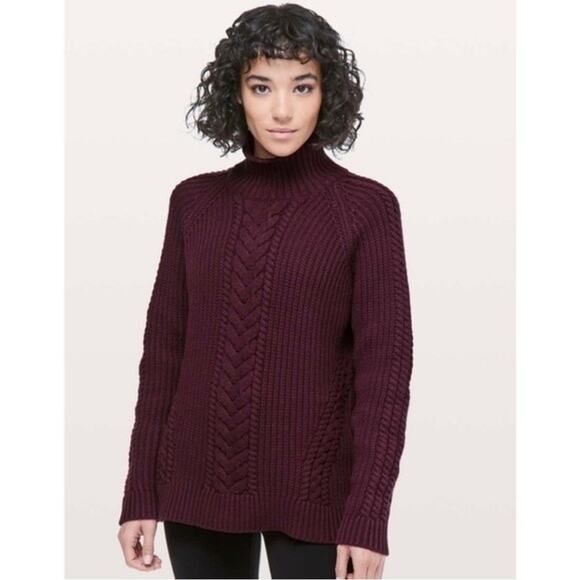 Lululemon Bring The Cozy Chunky Cable Knit Pullover Sweater 2 Dark Adobe - Picture 1 of 14